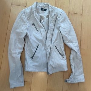 faux leather jacket cream color